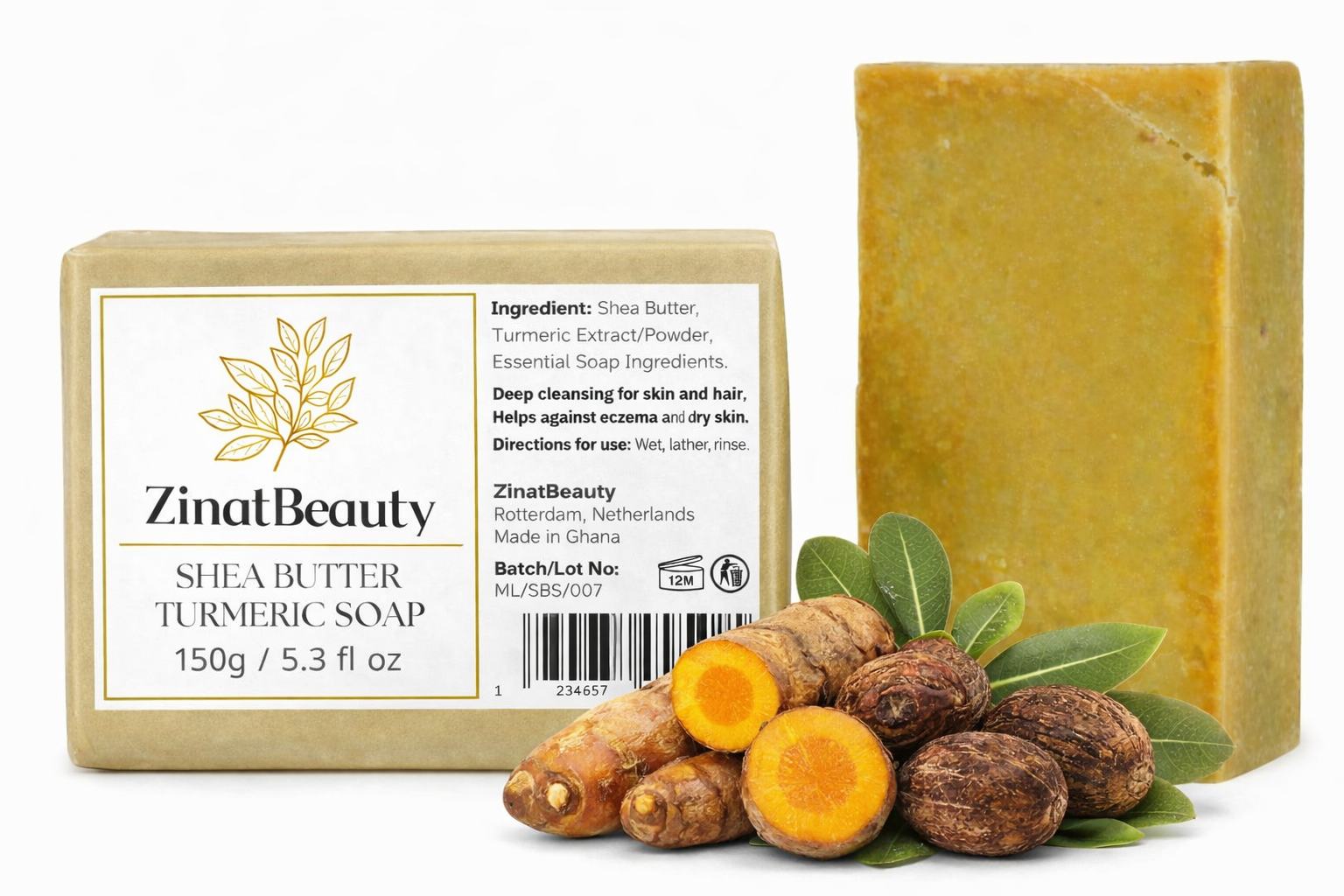 ZinatBeauty Shea Butter Turmeric Soap