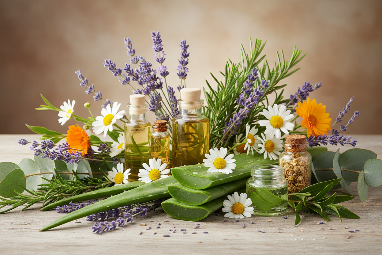 Healing & Protection natuurlijke planten bij elkaar voor de cosmetica wordt gebruikt